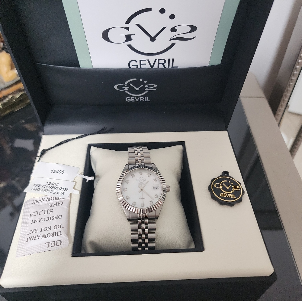 GEVRIL Women's Mother of Pearl/Diamond Timepiece Watch Style #12405